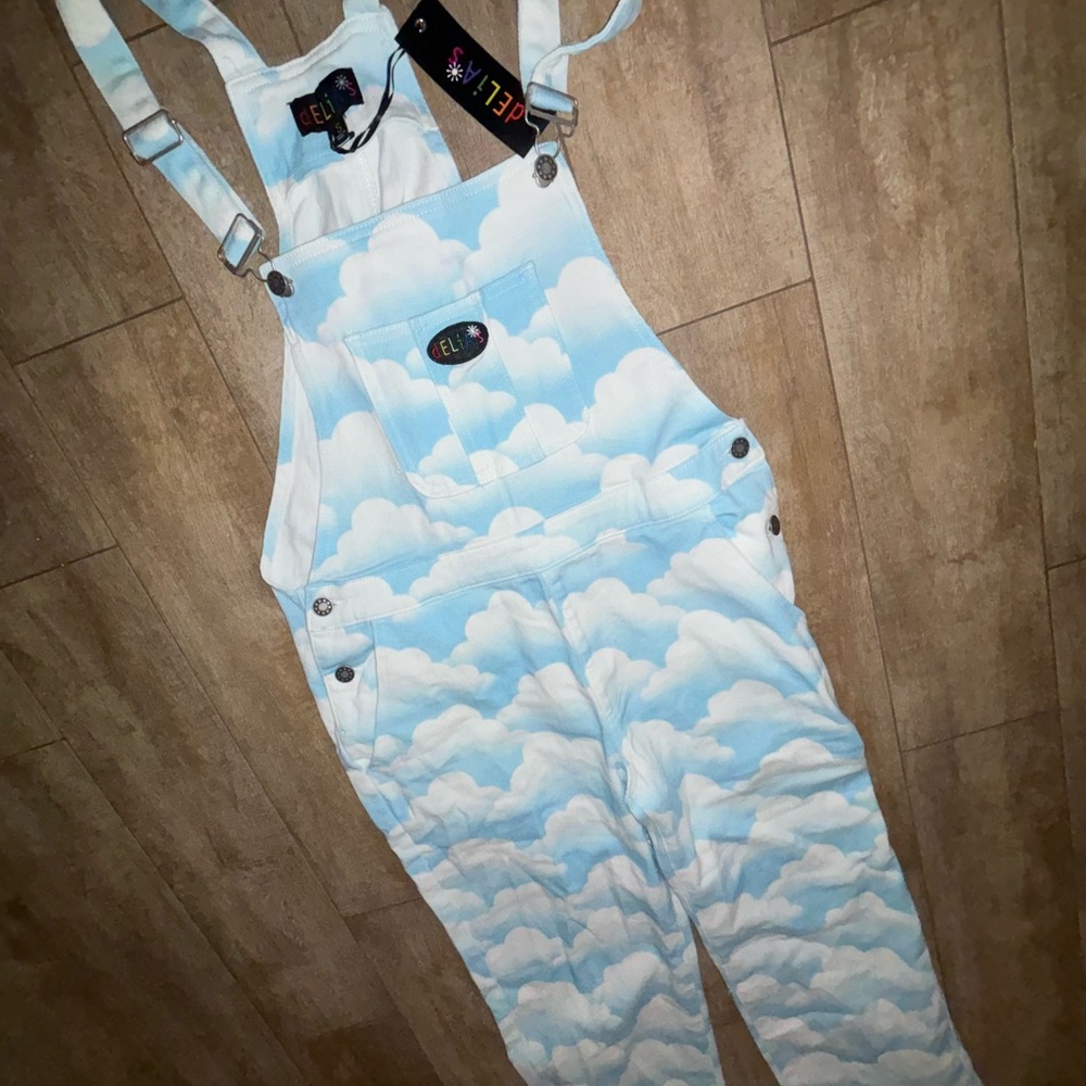 Brand new with tags cloud print overalls